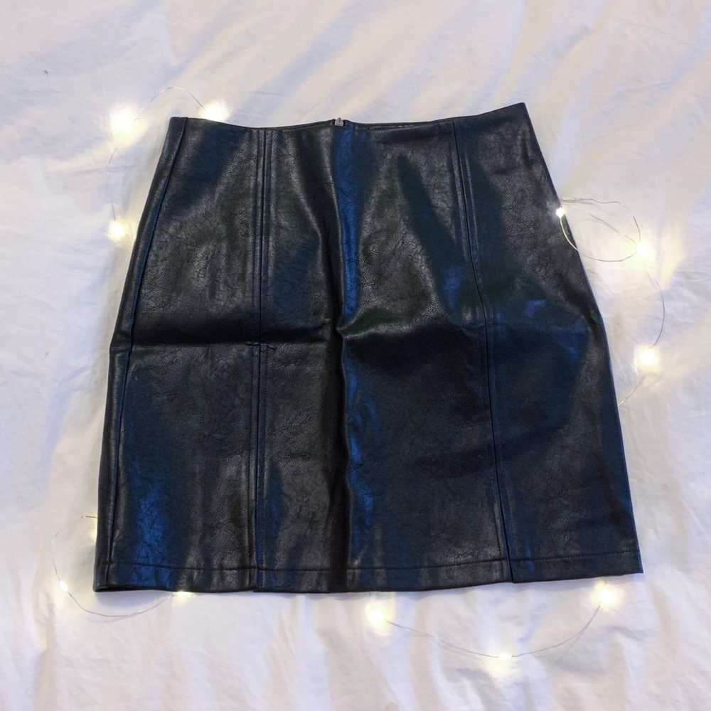 Black Faux Leather Skirt